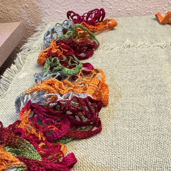 Multi-colored Crochet Ruffled Scarf - Picture 2 of 16